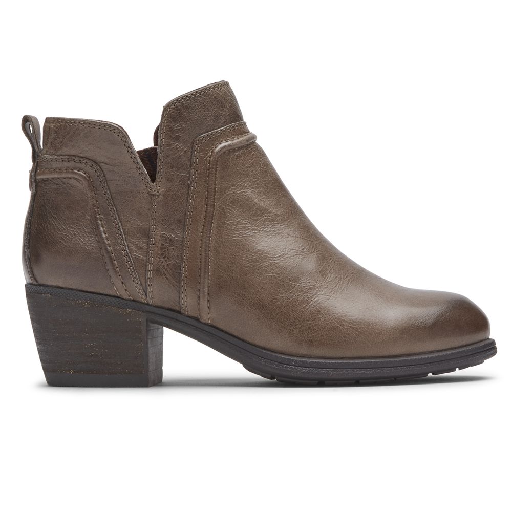 Rockport Women's Cobb Hill Anisa V-Cut Booties - Chocolate - USA (2496EIAYM)